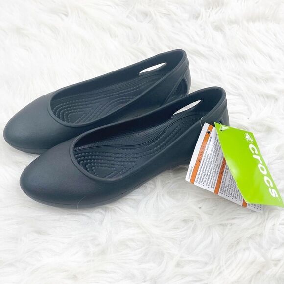 Crocs Laura Standard Fit Black Ballet Flat - Picture 1 of 9